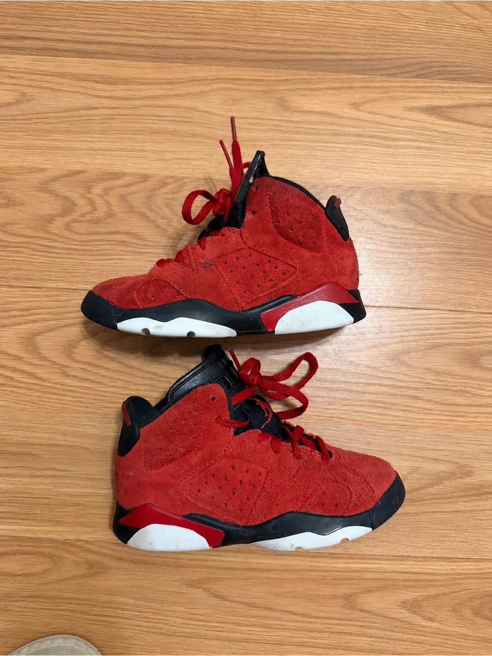 Jordan Kids Red Suede High-Top Sneakers - Picture 3 of 5
